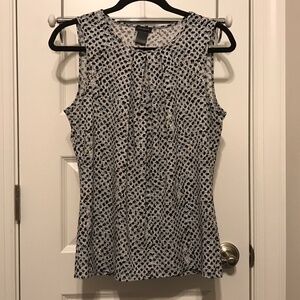 Ann Taylor snake print round neck tank top with keyhole & pleating (M)